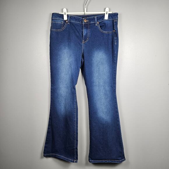 1822 Denim Bootcut Jeans Womens Size 14 High Rise Stretch Dark Blue Wash Classic - Picture 1 of 11